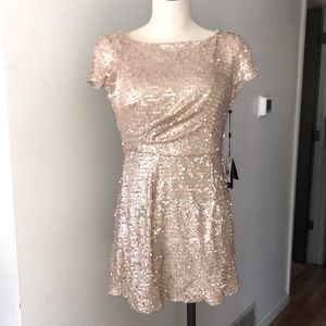 NWT- Adrianna Papell Sequin Mini Dress 6P, Beautiful Cream Color